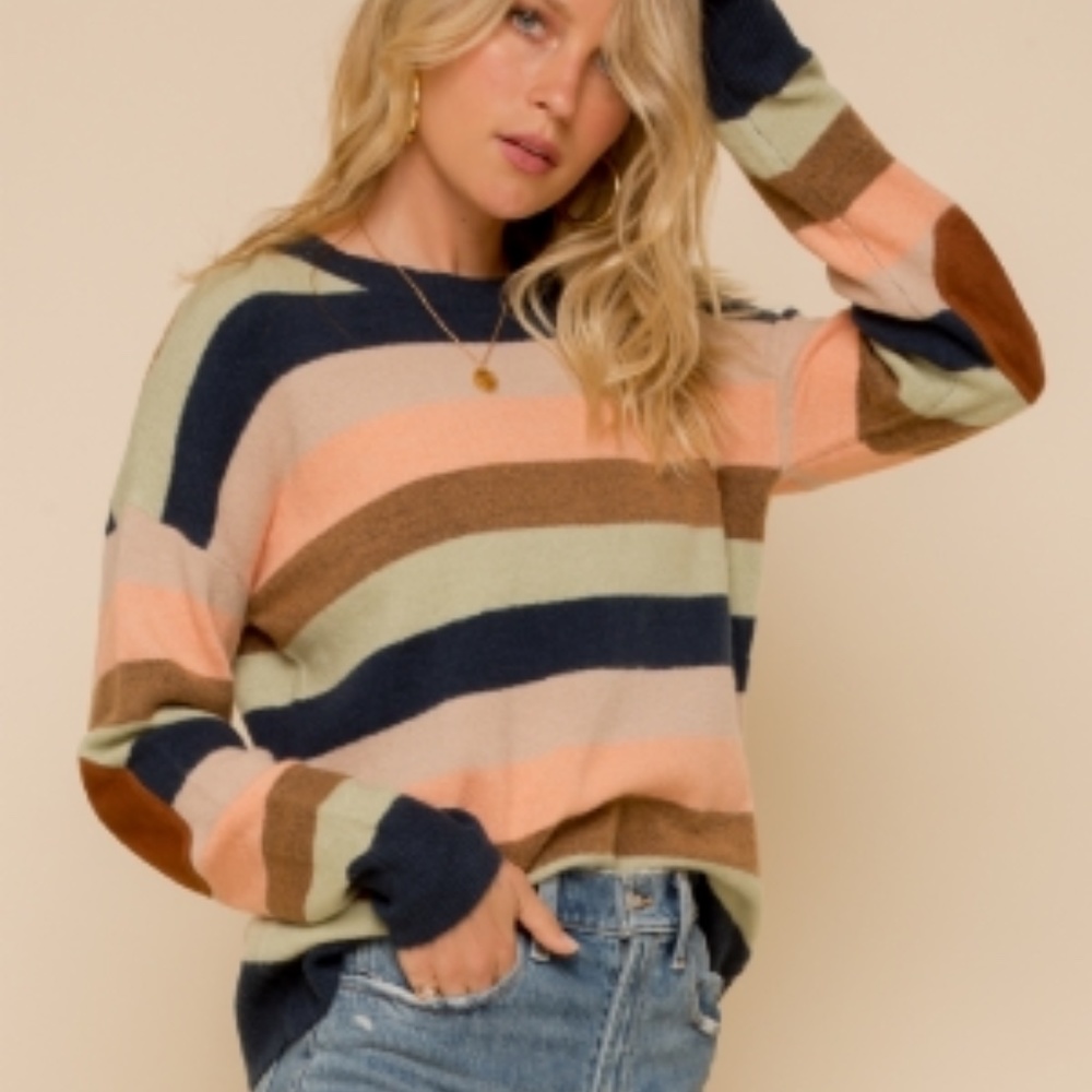 Crewneck Sweater with Elbow Patches